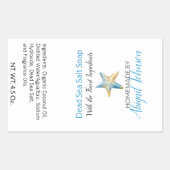 Beach-Themed Blue + Starfish Handmade Soap Label Rechteckiger Aufkleber (Vorderseite)
