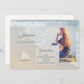 Beach Themed Class of 2025 Abschluss Foto Einladung (Vorne/Hinten)