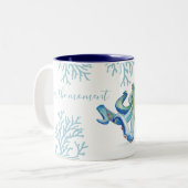 Beach Themed Coffee Mugs Blue Octopus Zweifarbige Tasse (Vorderseite Links)
