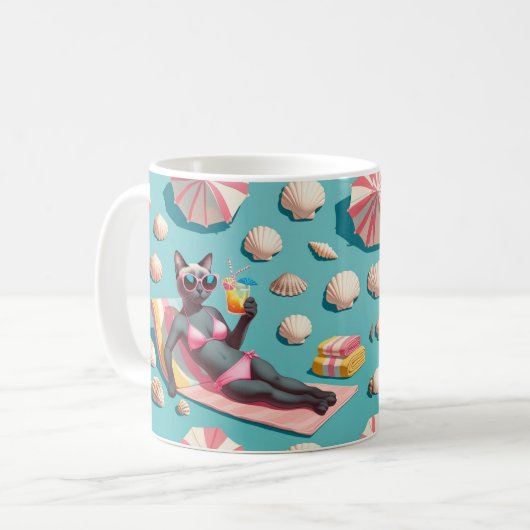  Beach themed for Siamese Cat Lovers Party Kaffeetasse (Vorderseite Links)