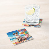 Beach themed for Siamese Cat lovers Rechteckiger Pappuntersetzer (Vor Ort)