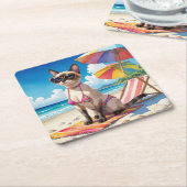 Beach themed for Siamese Cat lovers Rechteckiger Pappuntersetzer (angewinkelt)
