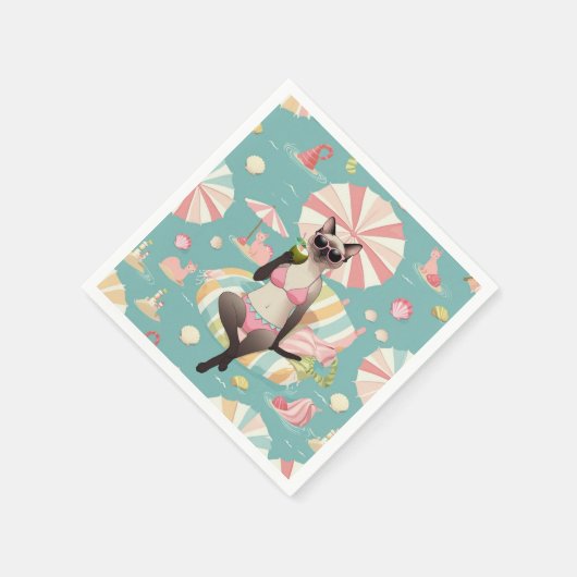 Beach themed for Siamese Cat lovers Serviette (Ecke)