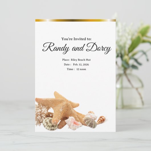 Beach themed Invitation  Einladung (Stehend Vorderseite)