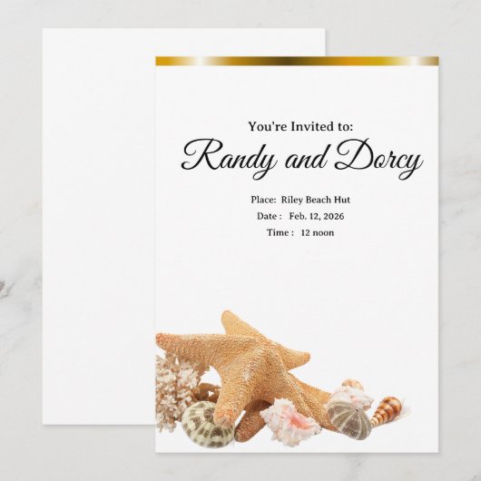 Beach themed Invitation Einladung (Vorne/Hinten)