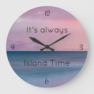 Beach Themed, Island Time Clock Große Wanduhr