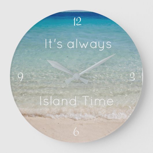 Beach Themed, Island Time Clock Große Wanduhr (Vorderseite)