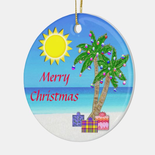Beach Themed Ornamente, Frohe Weihnachten! Keramik Ornament (Links)