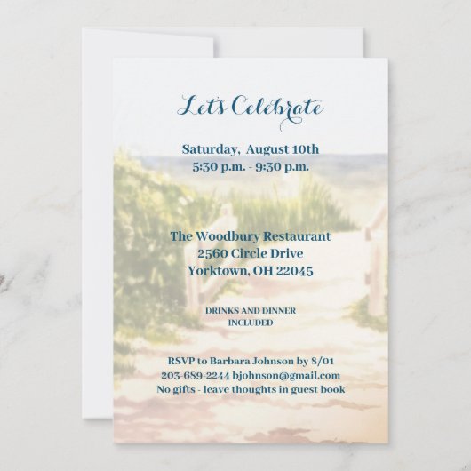 Beach Themed Sailboote Rente Party Einladung (Rückseite)