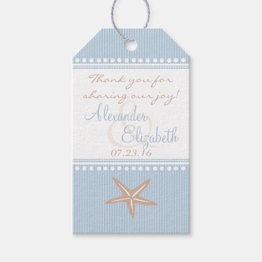 Beach Themed Wedding Gast Gefallen Vielen Dank Blu Geschenkanhänger (Vorderseite)