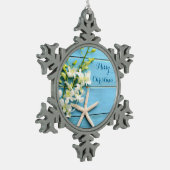 Beach Themed Weihnachtsschmuck Pewter Starfish Schneeflocken Zinn-Ornament (Links)