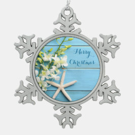 Beach Themed Weihnachtsschmuck Pewter Starfish Schneeflocken Zinn-Ornament