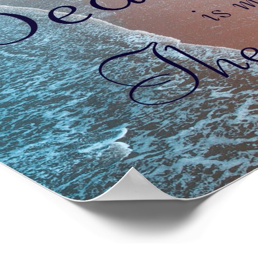 Beach Therapy Sprichwort mit blauem Küstenwasser Poster (Ecke)