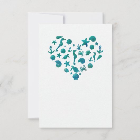 Beach Things Aquamarin Tischnummer Cards (Rückseite)