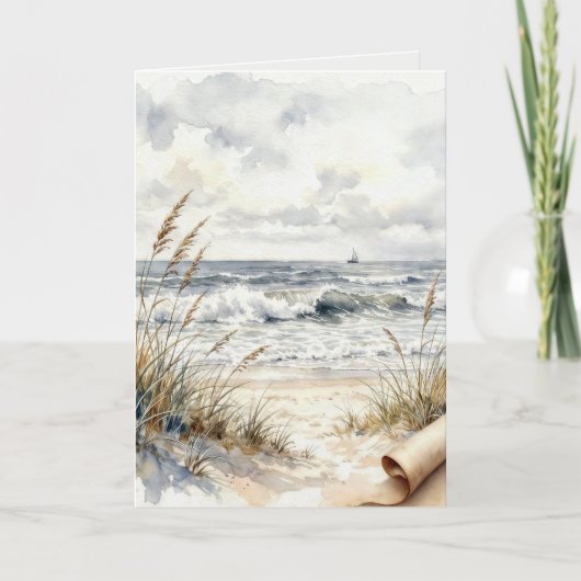 Beach 'Thinking of You' mit gerolltem Papier Karte (Vorderseite)