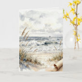 Beach 'Thinking of You' mit gerolltem Papier Karte (Gelbe Blume)