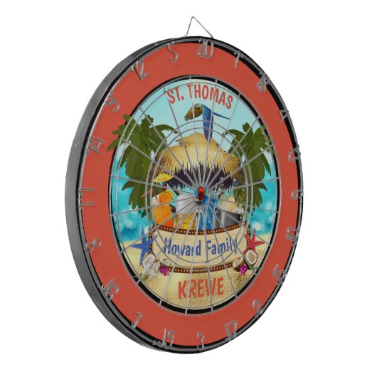 Beach Tiki Bar Dart Board Dartscheibe (Vorderseite Links)