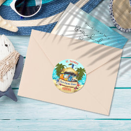 Beach Tiki Bar Runder Aufkleber