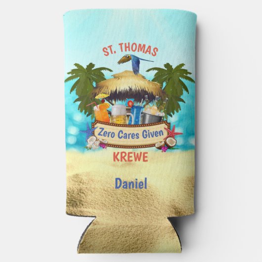 Beach Tiki Bar Slim Selters Dosenkühler (Rückseite)