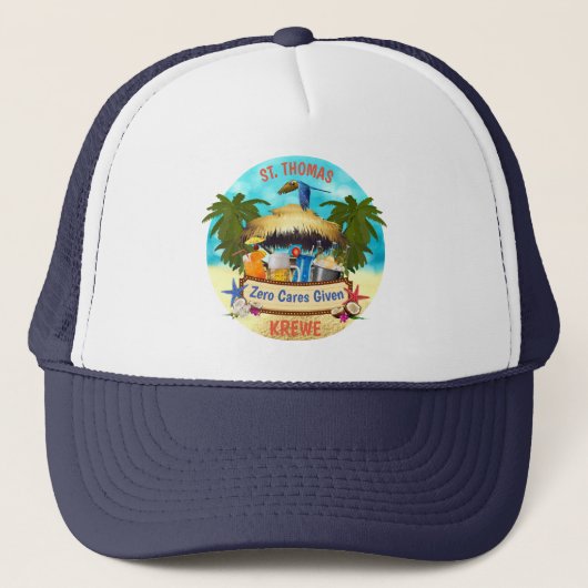 Beach Tiki Bar Trucker Hat Truckerkappe (Vorderseite)