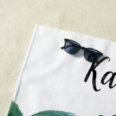 Beach Time Cool Black Cat Personalisiert Strandtuch (Beispiel)