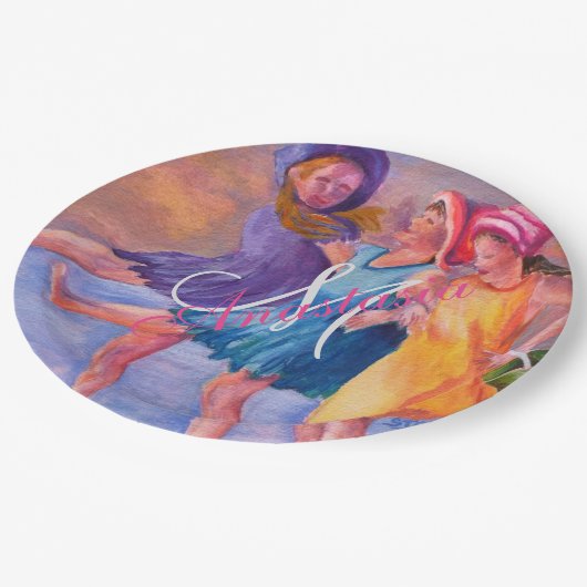 BEACH TIME GIRLFRIENDS MONOGRAM PARTY PAPPTELLER (Schrägansicht)