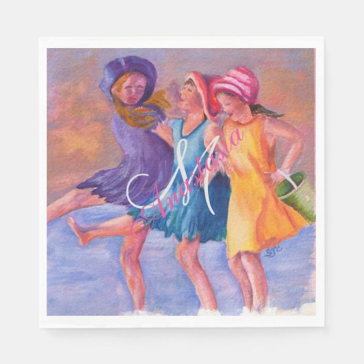 BEACH TIME GIRLFRIENDS MONOGRAM PARTY SERVIETTE (Vorderseite)