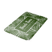 Beach Time Mod Green Palm Blätter Muster Badematte (Schrägansicht)