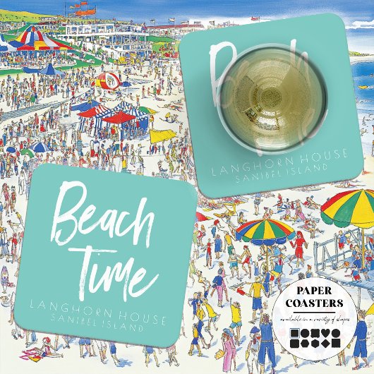 Beach Time Party Rechteckiger Pappuntersetzer