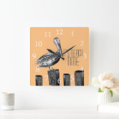Beach Time Pelican Custom Quadratische Wanduhr (Zuhause)