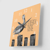 Beach Time Pelican Custom Quadratische Wanduhr (Winkel)
