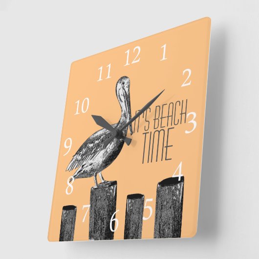 Beach Time Pelican Custom Quadratische Wanduhr (Winkel)