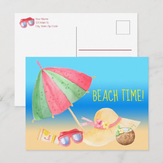 Beach Time! Postkarte (Vorne/Hinten)
