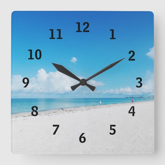 Beach Time Quadratische Wanduhr (Vorderseite)