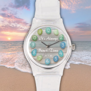 Beach Time Sea Glass und Driftwood Custom Armbanduhr