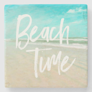 Beach Time Türkis Sky Beach Seascape Stone Coas Steinuntersetzer