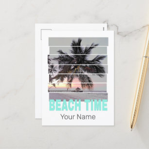Beach Time Vintag Pier Palm Tree Sunset Souvenir Feiertagspostkarte
