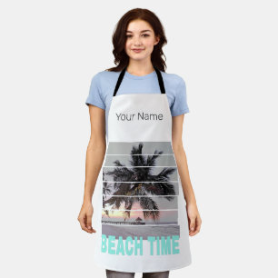 Beach Time Vintag Pier Palm Tree Sunset Souvenir Schürze