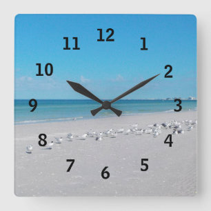 Beach Time Wall Clock Quadratische Wanduhr