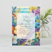 Beach Tones Blumensommer Einladung (Stehend Vorderseite)
