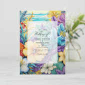 Beach Tones Blumensommer Einladung (Stehend Vorderseite)