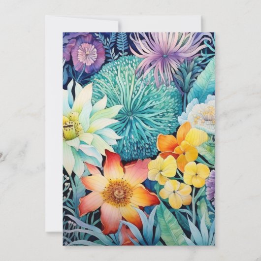 Beach Tones Blumensommer Einladung (Rückseite)