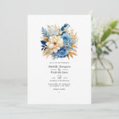 Beach Tones Floral Summer Wedding Einladung (Stehend Vorderseite)