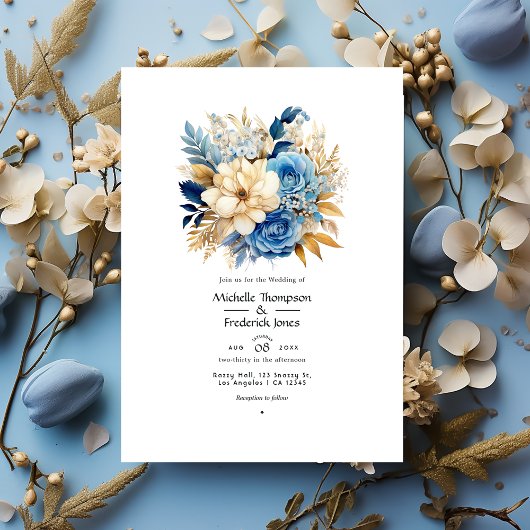 Beach Tones Floral Summer Wedding Einladung