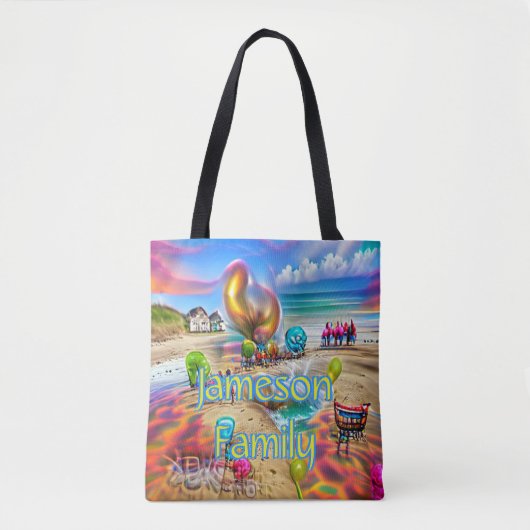 Beach Tote Tag Familienwaggon Sand Willkommensplät Tasche (Vorderseite)
