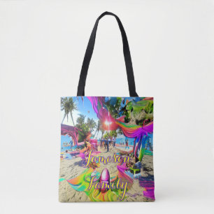 Beach Tote Tag Familienwaggon Sand Willkommensplät Tasche