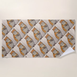 Beach Towel with yellow hamster Strandtuch