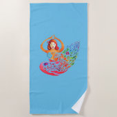 Beach Towel Yoga Meditation Rainbow Woman Silouete Strandtuch (Vorderseite)