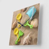 Beach Toys Quadratische Wanduhr (Winkel)