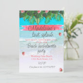 Beach Tropical Bachelorette Green Blue Einladung (Stehend Vorderseite)